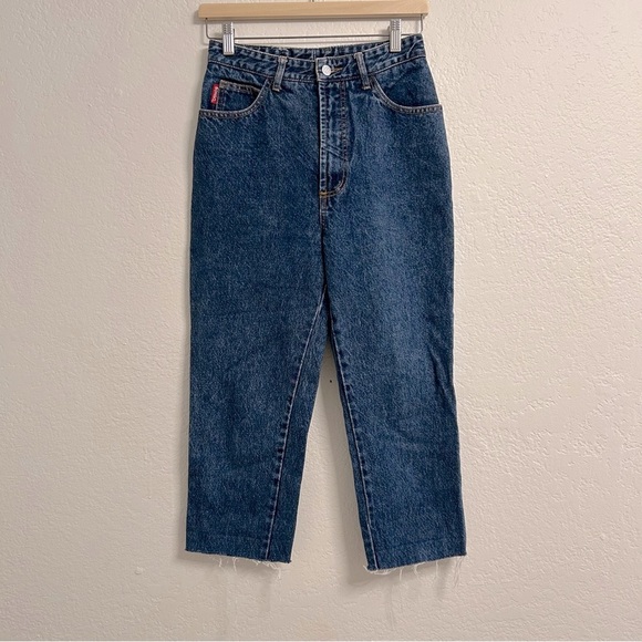 BONGO Denim - BONGO Jeans USA Made Size 7 High Rise Straight Cropped 100% Cotton Raw Hem